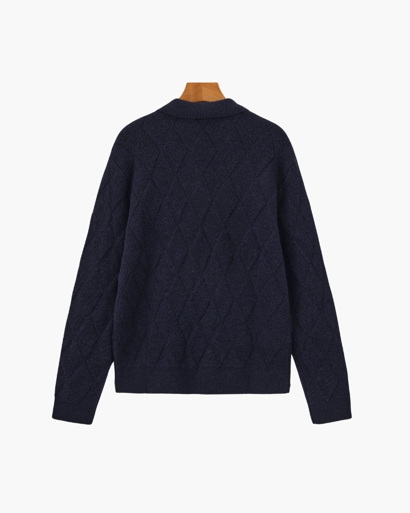 Heritage Diamond Stickad Kofta med Dragkedja