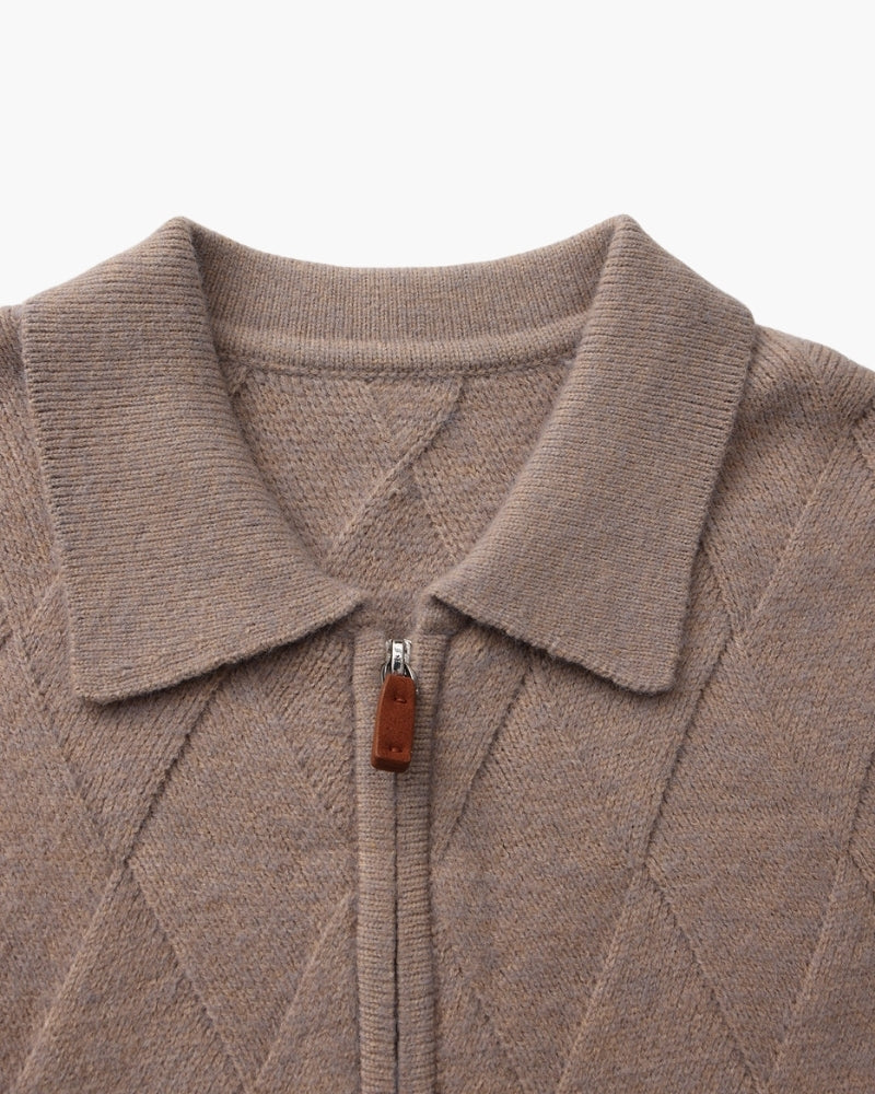 Heritage Diamond Stickad Kofta med Dragkedja
