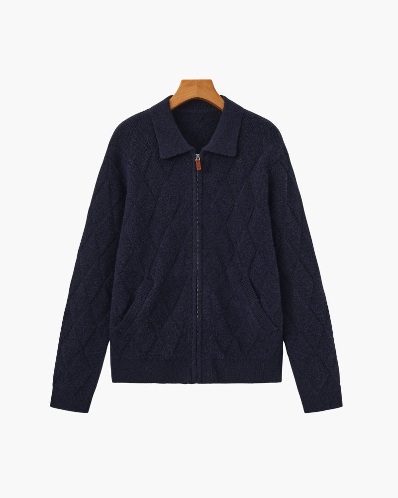 Heritage Diamond Stickad Kofta med Dragkedja